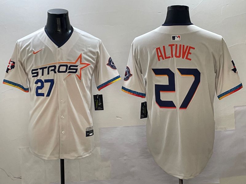 Men Houston Astros #27 Altuve Cream Fourth generation Joint Name 2025 Nike MLB Jersey style 4153->houston astros->MLB Jersey